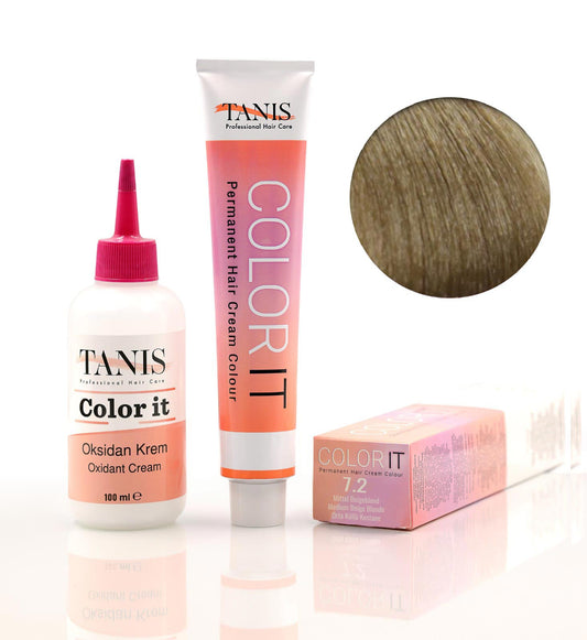 TANİS COLOR-IT (100 ML) Permanent Saç boyası 7.2 (Orta Küllü Kestane)