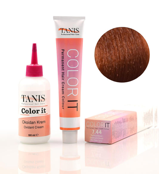 TANİS COLOR-IT (100 ML) Permanent Saç boyası 7.44 (Kızıl Bakır Sarı)