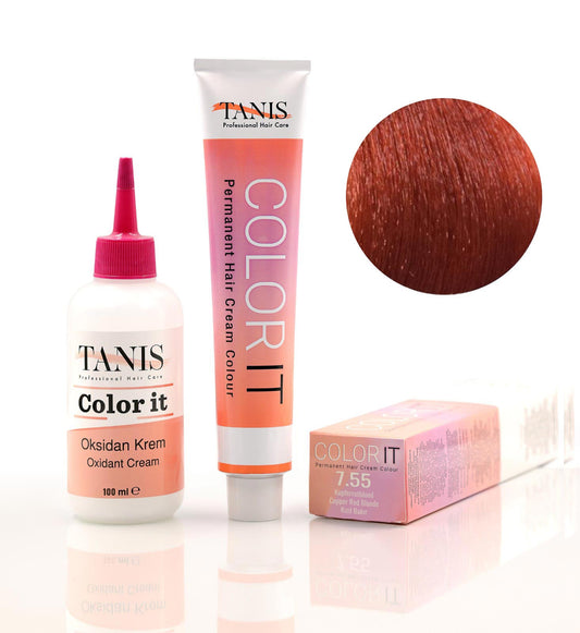 TANİS COLOR-IT (100 ML) Permanent Saç boyası 7.55 (Bakır Kırmızı Sarışın)