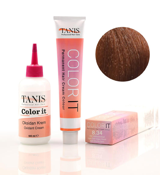 TANİS COLOR-IT (100 ML) Permanent Saç boyası 8.34 (Parlak Altın-Bakır Sarısı)