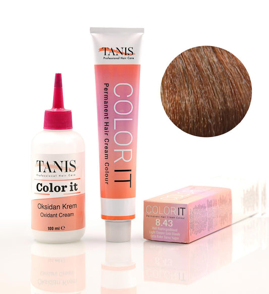 TANİS COLOR-IT (100 ML) Permanent Saç boyası 8.43 (Orta Bakır Sarısı Yoğun)