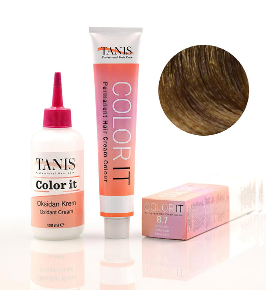 TANİS COLOR-IT (100 ML) Permanent Saç boyası 8.7 (Kahve Latte)